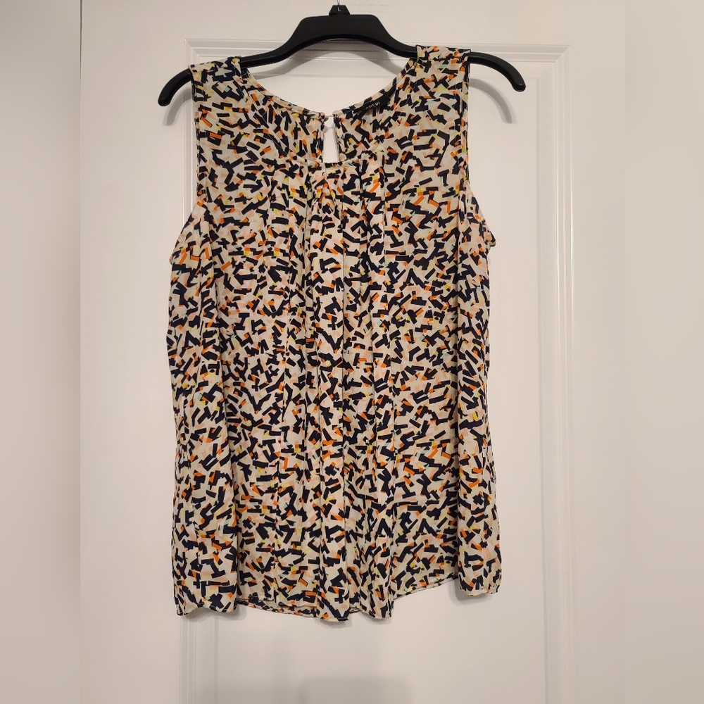 Women's Sz L Apt. 9 Sleeveless Blouse, Multicolor Abstract Pattern, EC
